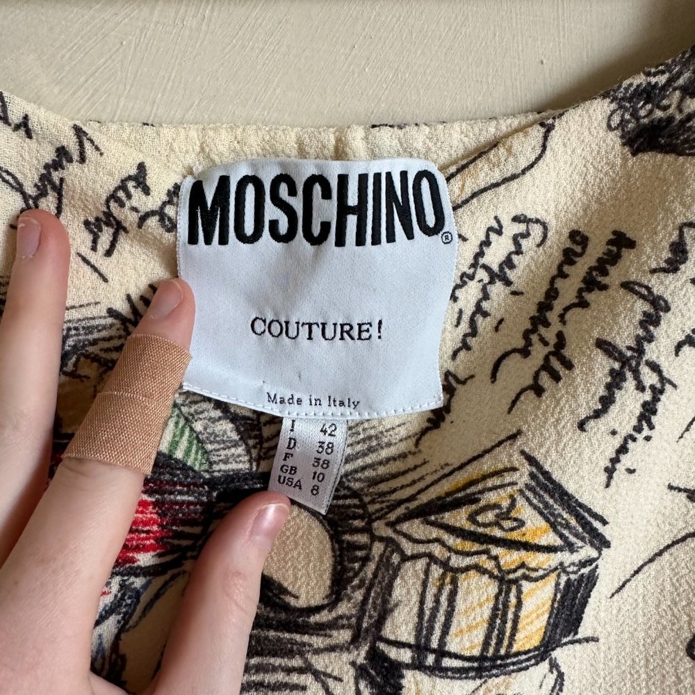 Moschino Vintage Couture Graphic Mini Skirt Sz 8 - Picture 3 of 5